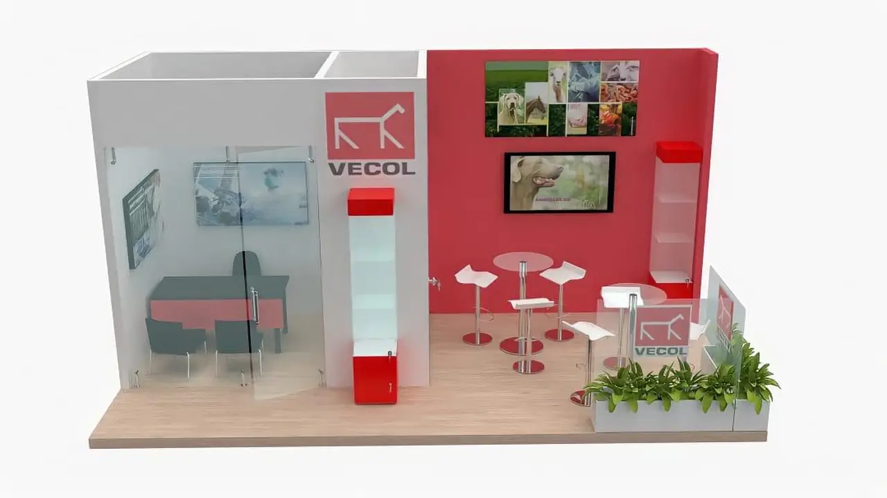 Render 3D del stand de Vecol