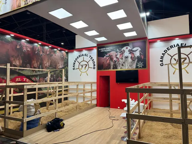 Montaje del stand de El Tesoro en el recinto ferial