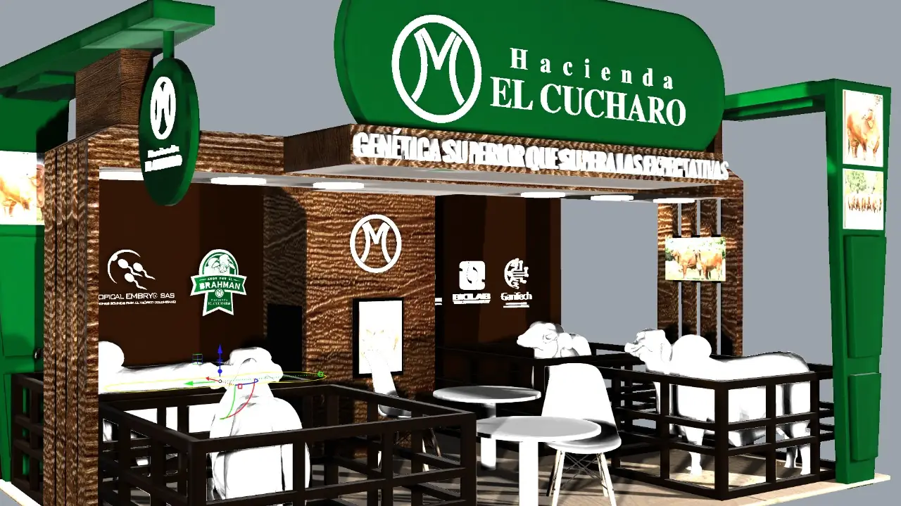 Render 3D del stand de El Cucharo